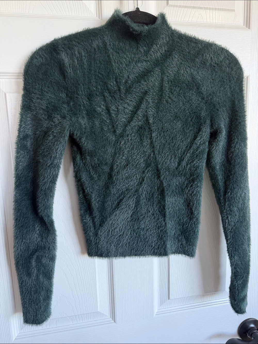 Babaton Forest Green Fuzzy Turtleneck Sweater